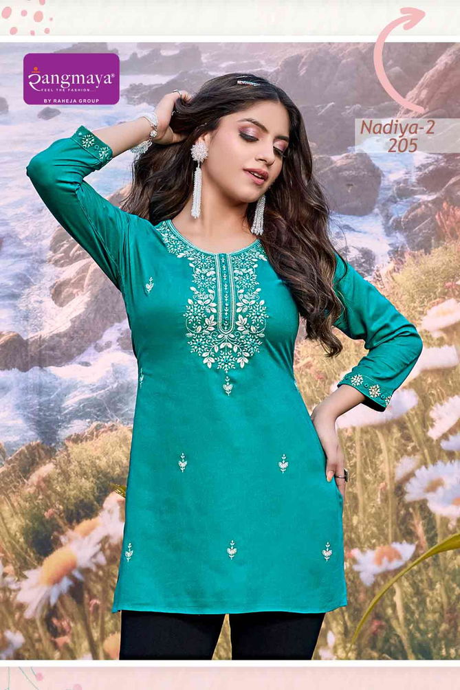 Nadiya Vol 2 By Rangmaya Rayon Tunic Ladies Top Suppliers In India